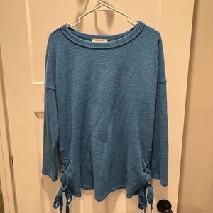 Cozy Blue Women's Sweatshirt with Side Ties
